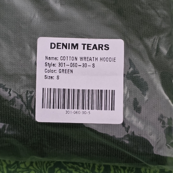 Green Denim Tear with White Floral Pattern Unisex - Picture 6 of 15